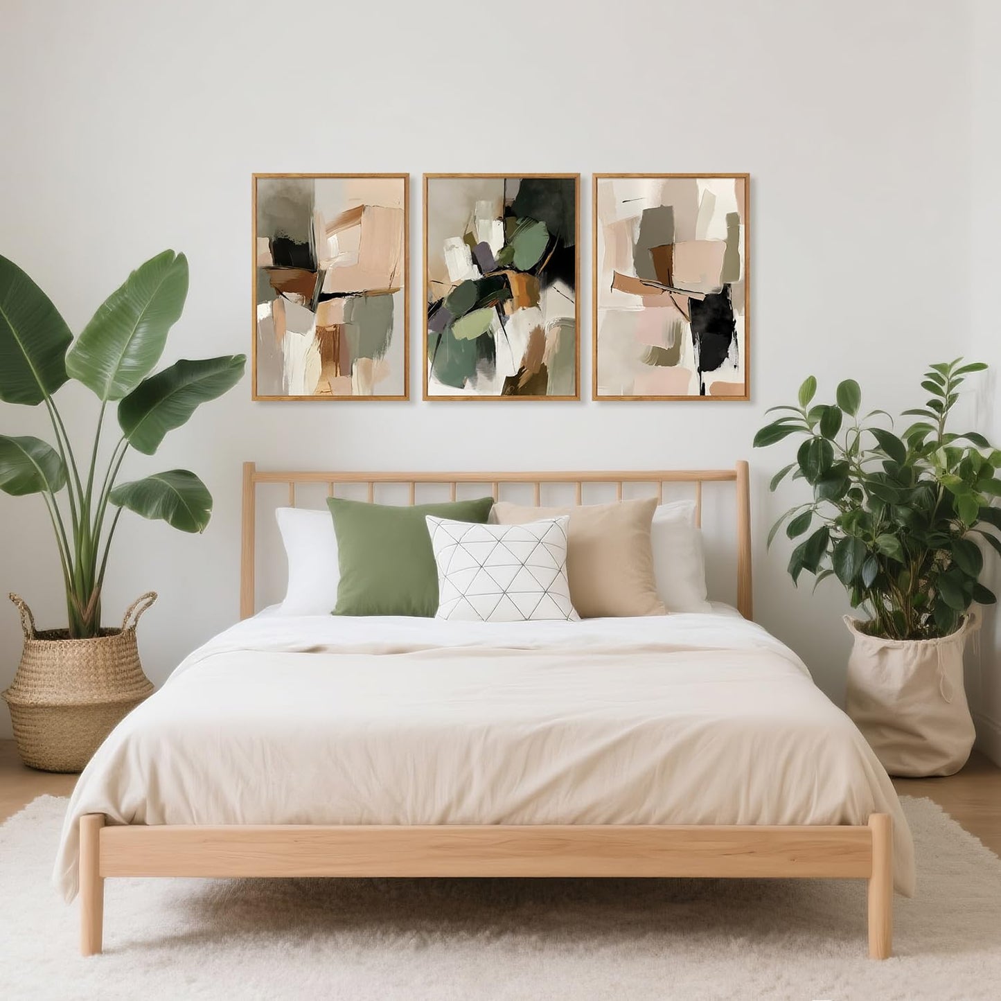 CHDITB Abstract Modern Framed Canvas Wall Art Set, Contemporary Artwork For Home Decor, Neutral Pastel Illustration Wall Painting, Nordic Minimal Zen Art Prints For Living Room Office-16 x24 x3