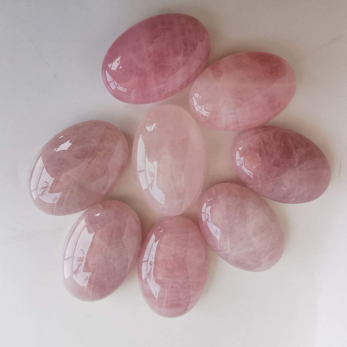 Loveliome Natural Rose Quartz Oval Polished Worry Stones, Healing Crystal Indoor Fountain Stones Massage Energy Anxiety Relief Items