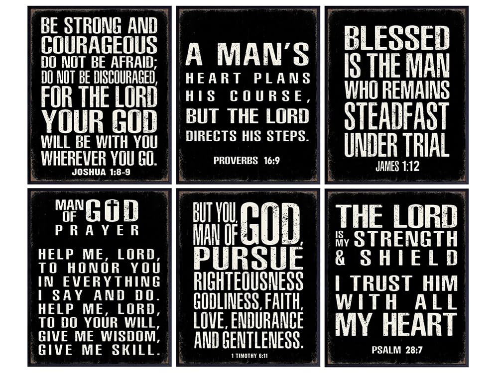 Christian Wall Art - Religious Wall Decor- Christian Gifts for Men - Motivational Quotes Scripture - Man cave Decor - Positive Quotes Wall Art - Inspirational Office Décor Print