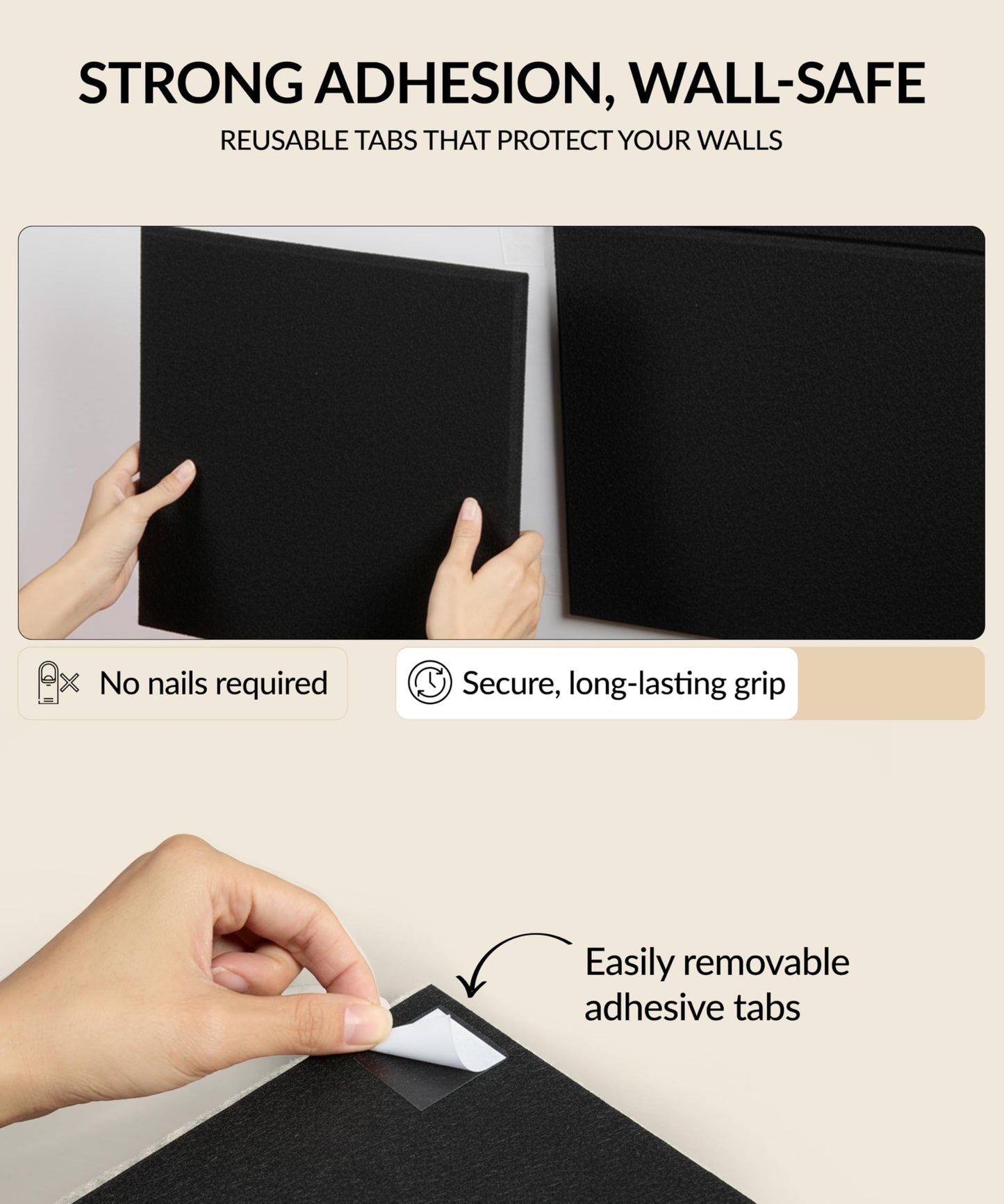 Large Felt Bulletin Board 48" x 36" with Push PINS & Wall Safe Adhesive Tabs – Modern Large Cork Board for Walls in Home or Office, Versatile Felt Board Layout, Cork Board, Vision Board, Dream Board