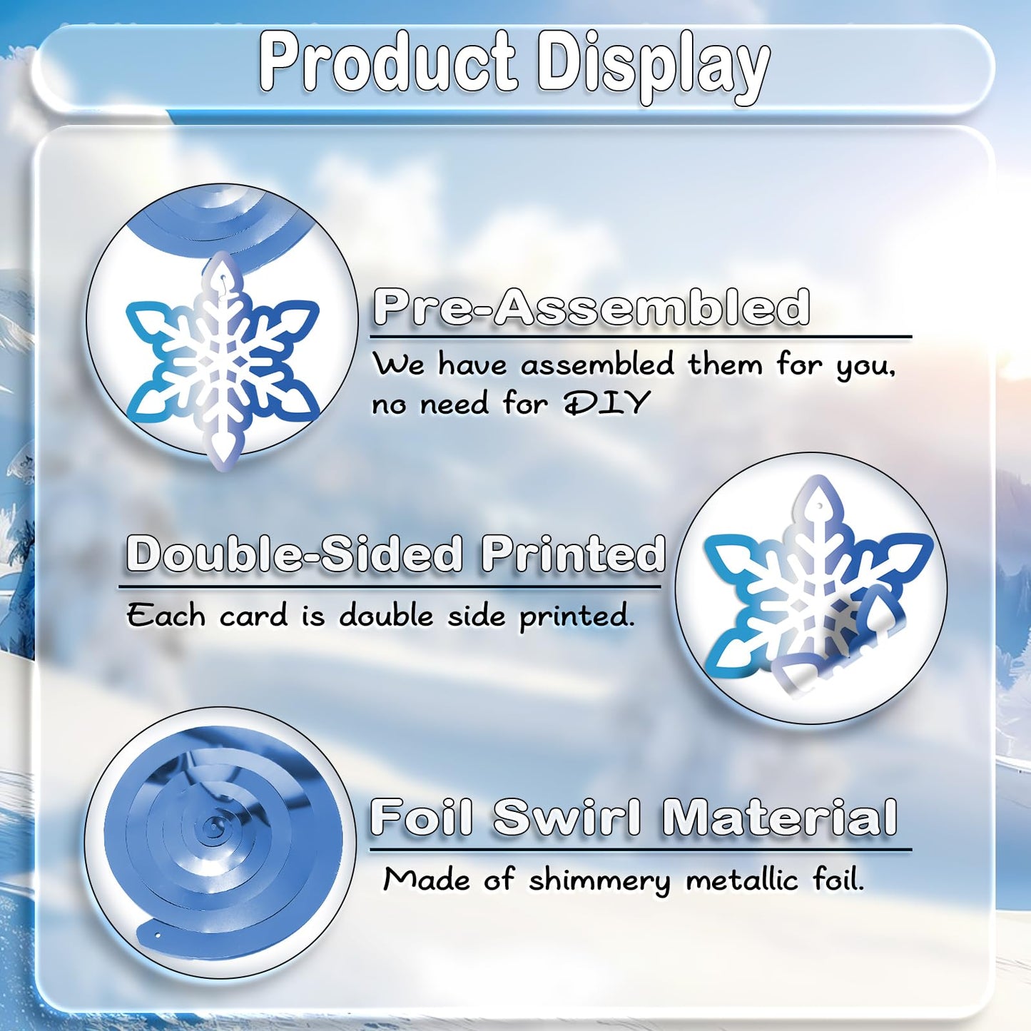 40Pcs Winter Snowflake Hanging Swirl Decorations, Frozen Snowflake Ceiling Hanging Decorations for Winter Wonderland Christmas Frozen Party Supplies