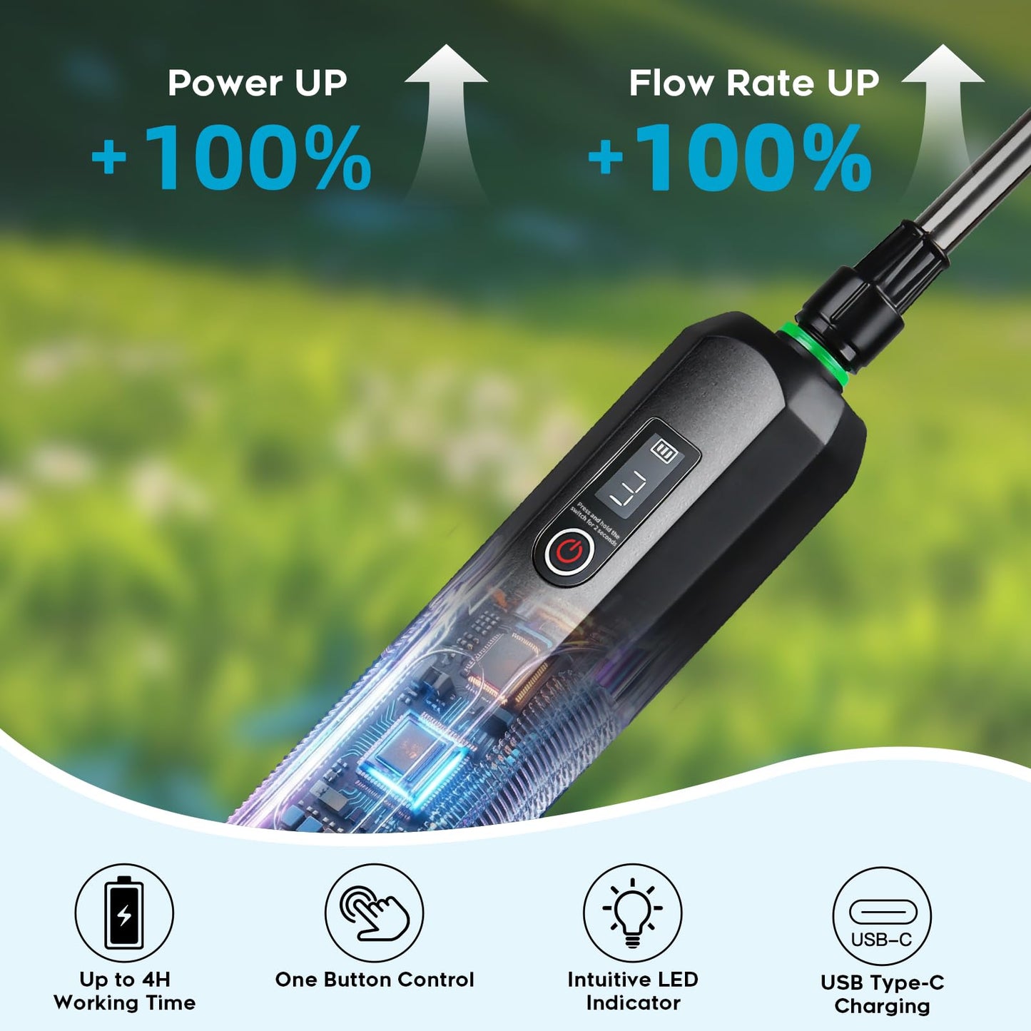 Battery Powered Sprayer 2 Gallon - Pump Sprayer Electric Garden Spray Weed Sprayer with 4 Nozzles Retractable Wand Adjustable Strap for Lawn and Yard Plant Care