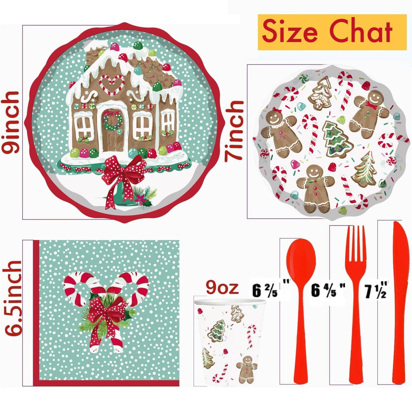 PAMMYAN Gingerbread House Paper Plates, 25 Set for kids Xmas Man Paper Plates, Perfect for School Gingerbread Party Christmas Winter Holiday Favor Supply Party