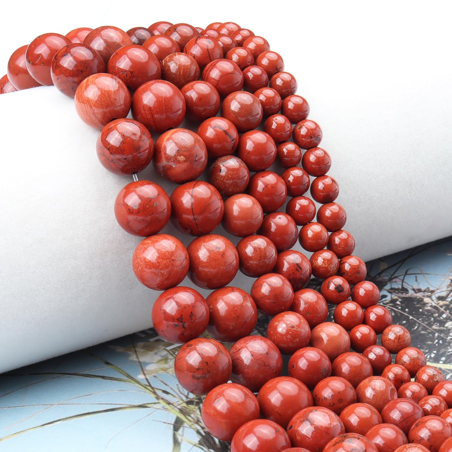 Siomia 60pcs 6mm Natural Red Jasper Gemstone Beads Energy Healing Crystal Round Loose Stone Beads for Jewelry Making, DIY Bracelets Necklaces