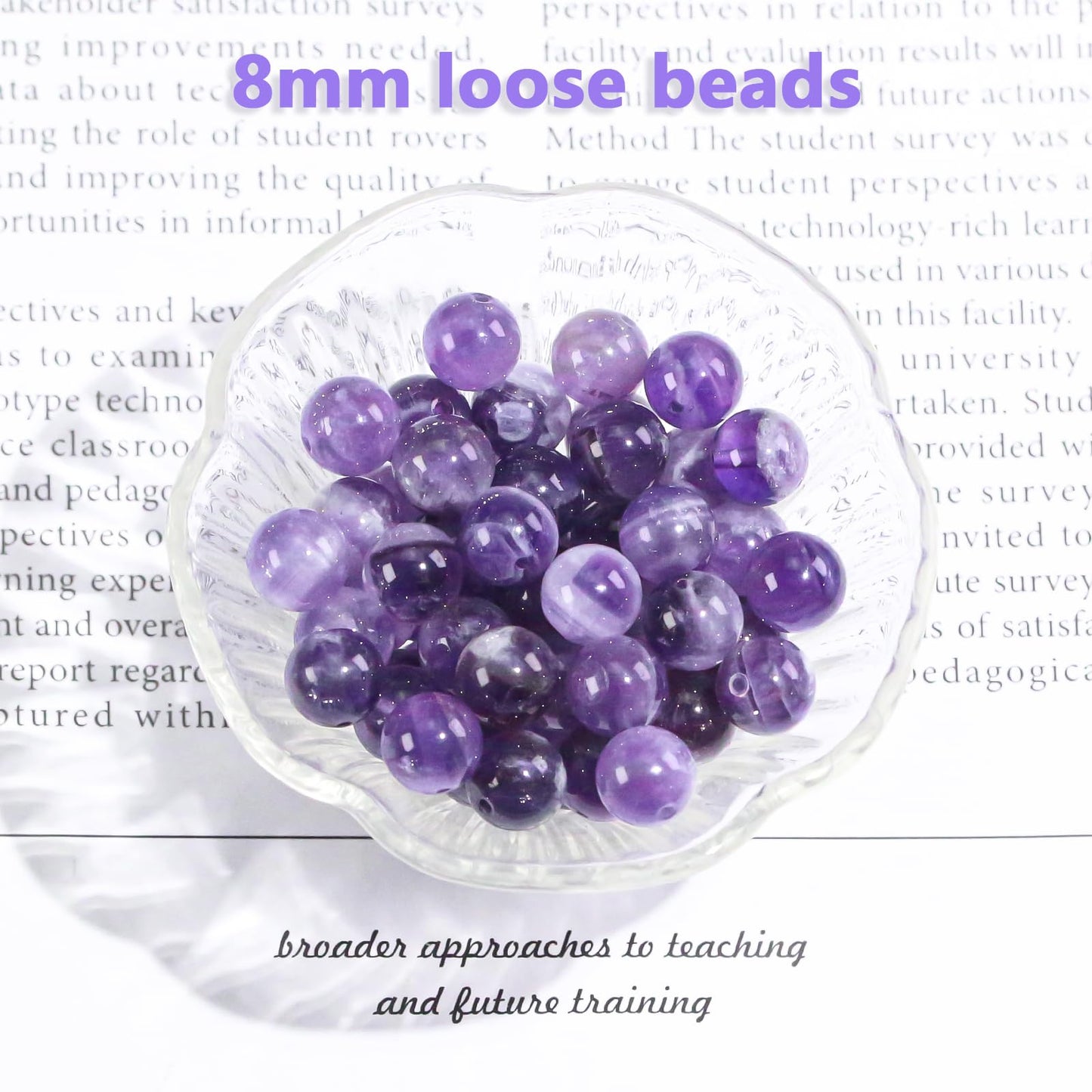 8mm Natural Amethyst Gemstone Round Loose Beads for Jewelry Making DIY Bracelets Necklace (45-48pcs/strand)