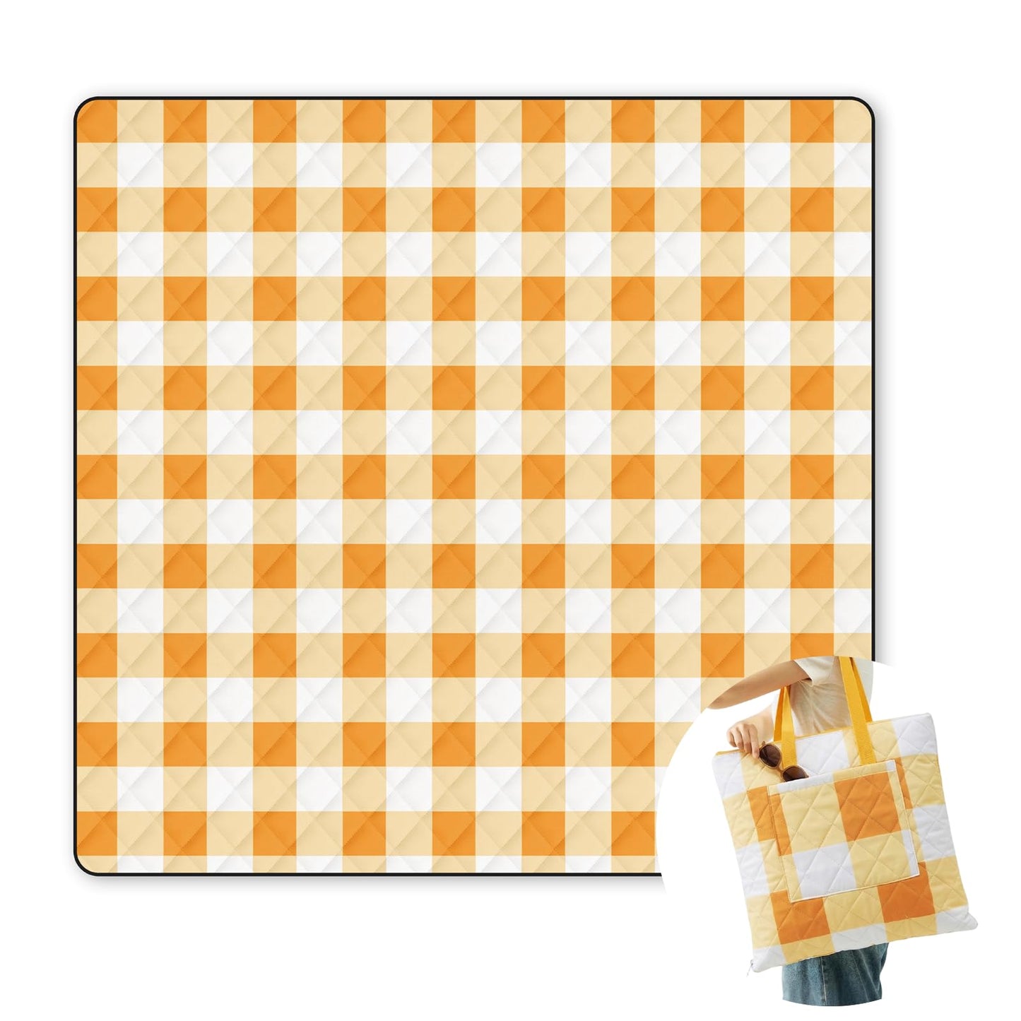 JACTUM 2 in 1 Tote Picnic Blanket Waterproof Outdoor Camping Mat,Large Capacity Beach Blanket 80''x80'' 7 Layers Easy to Foldable and Carry.