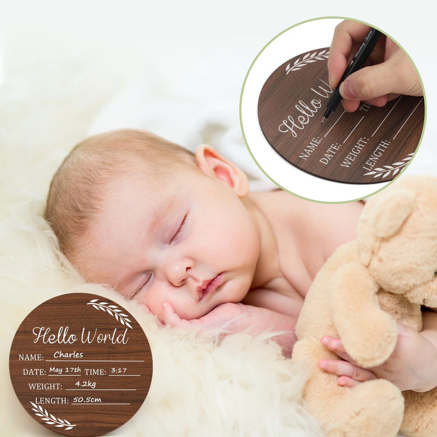 Baby Announcement Sign, Hello World Newborn Signs, Baby Name Sign, Birth Announcement Signs for Photo Prop, Nursery Decor