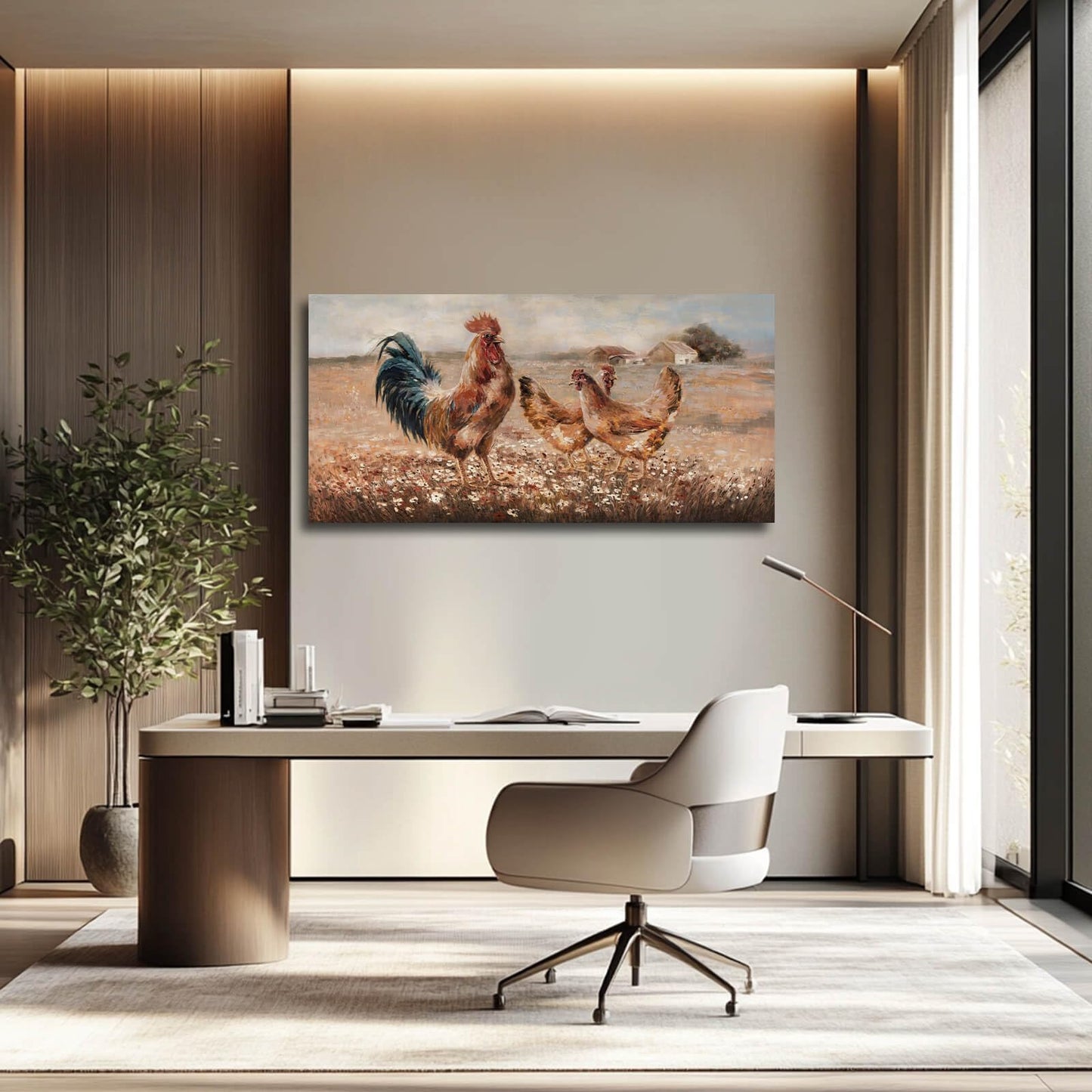 LEVERUP Animal Home Decor Browm Wall Art Flower wall Decorations for Dining Room Bedroom Office 20×40 Inchs Easy to Hang