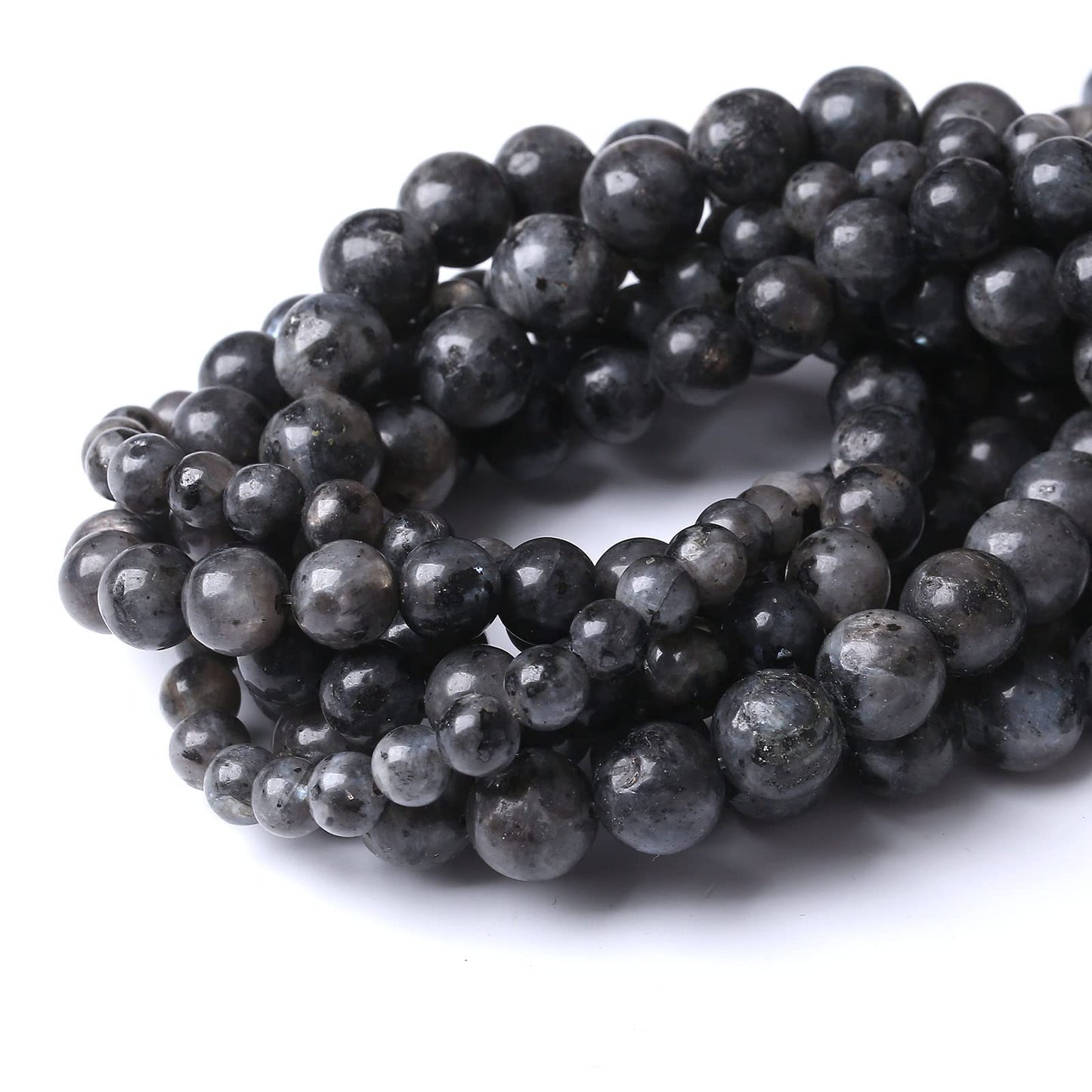 60PCS 6MM Natural Black Labradorite Beads Round Loose Stone Beads for Jewelry Making DIY Energy Stone Healing Power Bracelet 15"