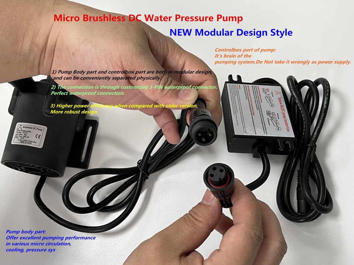 SHYSKY DC55E-12120S 12VDC Small Power efficient Brushless Water Pump 54W 12m 39ft 528GPH Flow Low Noise For Water Circulation Pressurization Cooling sys
