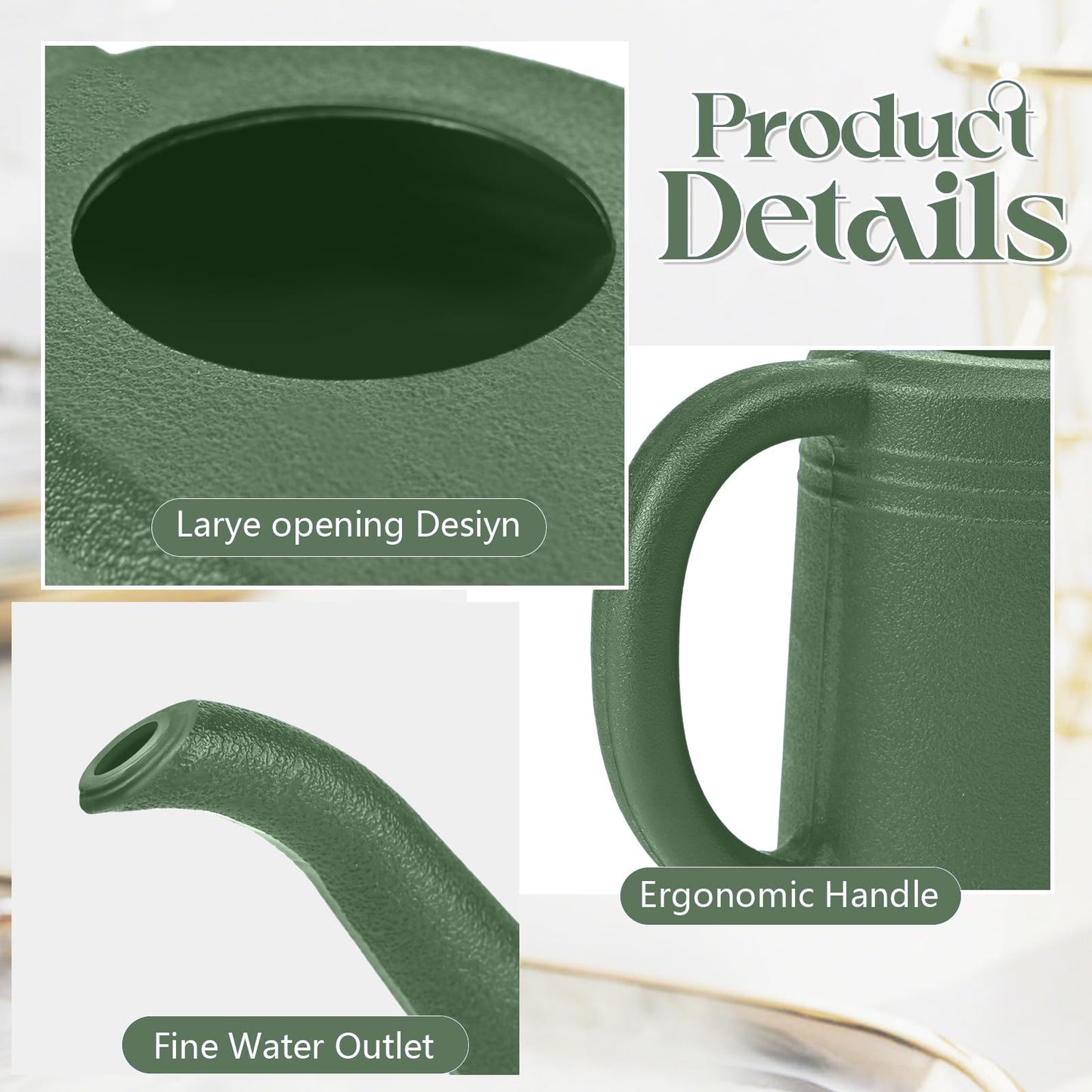 UFANME Watering Can - for Indoor and Outdoor Plant Garden - 1/4 Gallon - Green