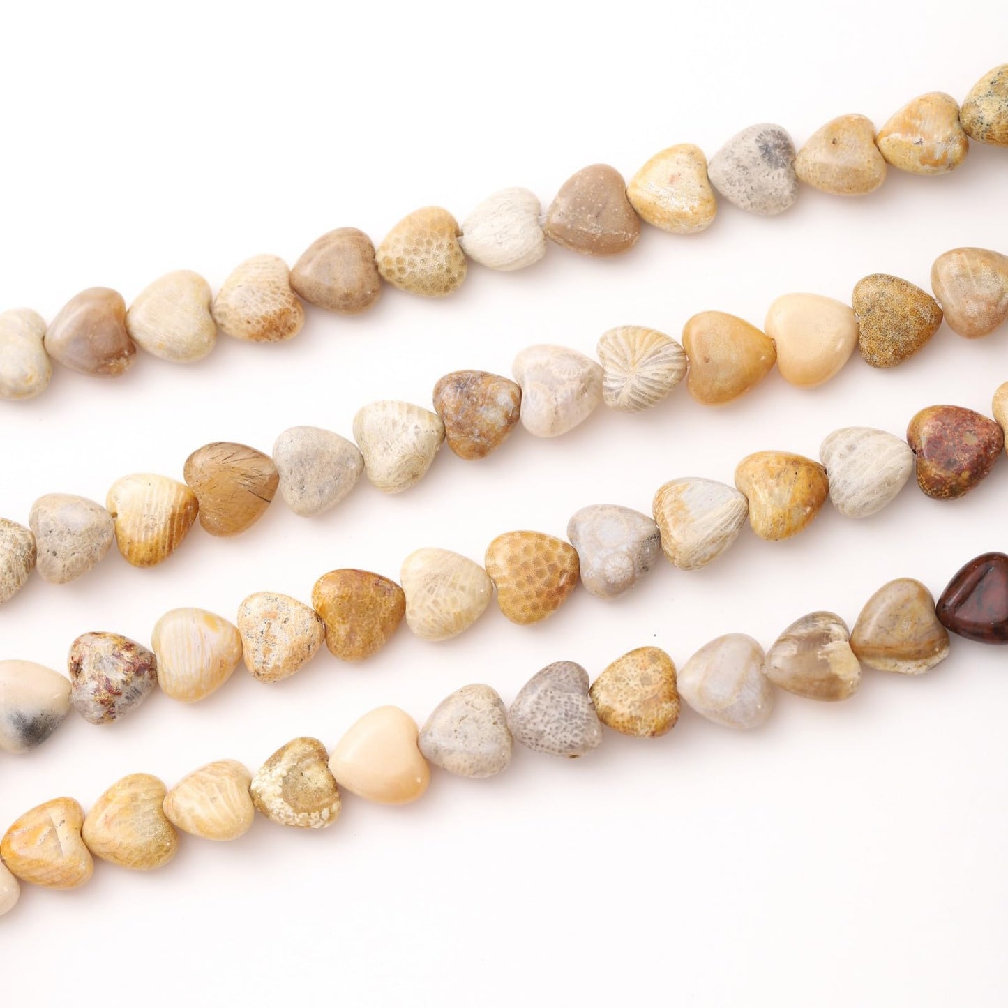Natural Heart Shaped Chrysanthemum Stone Beads 10mm Loose Crystal Healing Beads for DIY Necklace Bracelet Making Gemstone Craft Supplies