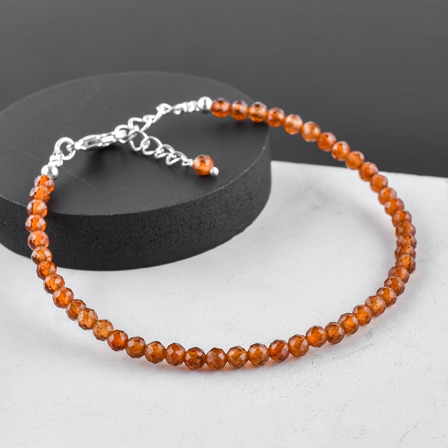 YANARA Garnet Bracelets For Women, Natural January Birthstone, Gemstone Beads Handmade Chakra Healing Crystals Jewelry, Silver Plated Chain 8 inch, Birthday Gifts For Women