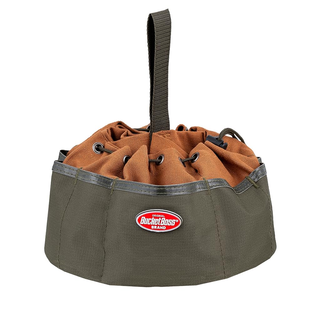 BucketBoss 25001 Canvas Organizer Parachute Bag with 19 Pockets for Nails,Screws, and Bolts in Brown