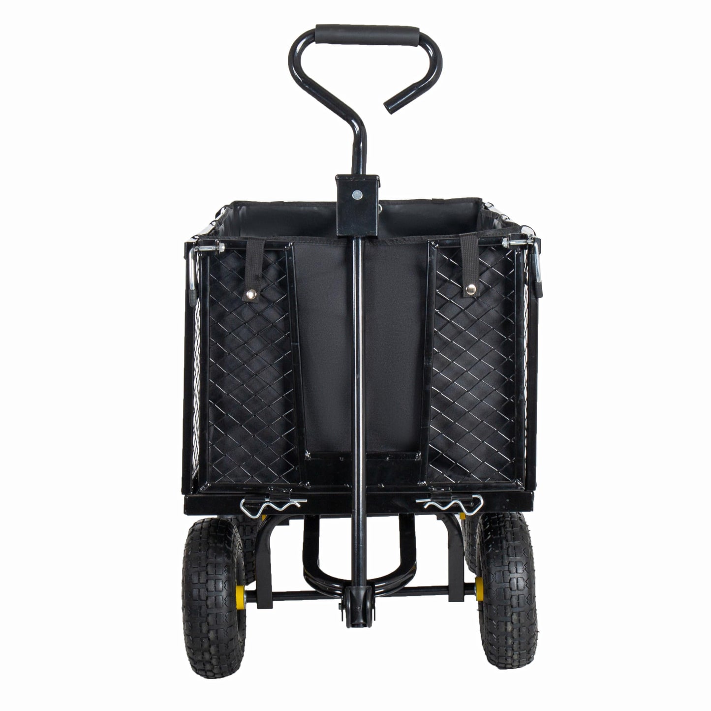 4-in-1 Heavy Duty Garden Wagon Utility Cart 880LBS, Steel Mesh Dump Wheelbarrow with 10" All-Terrain Wheels, Removable Sides & Liner, Extra High Fence, Outdoor Lawn Patio Yard Landscaping, Black