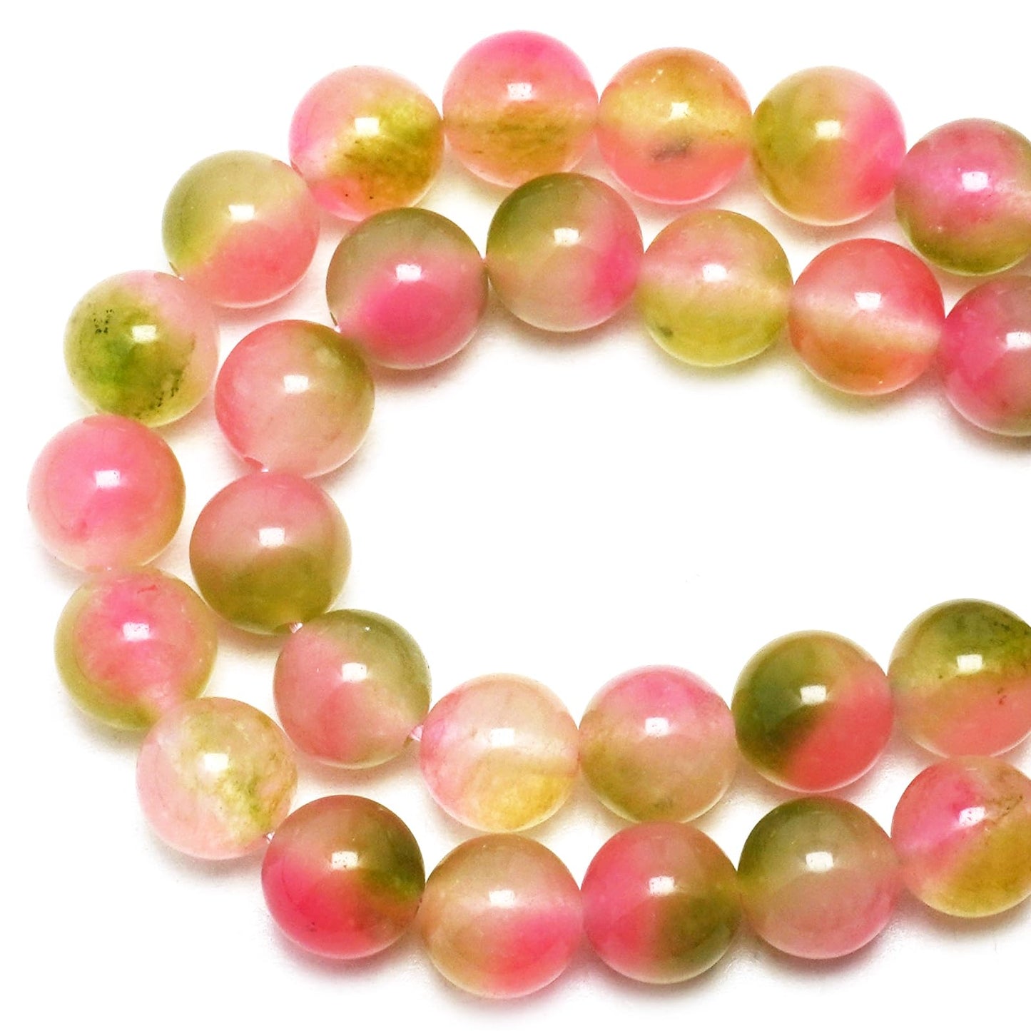 DIQIO Jade Stone Beads for Jewelry Making - 6mm Gemstone Round Loose Beads for Bracelets(58-60pcs, Pink Cloudy Jade)