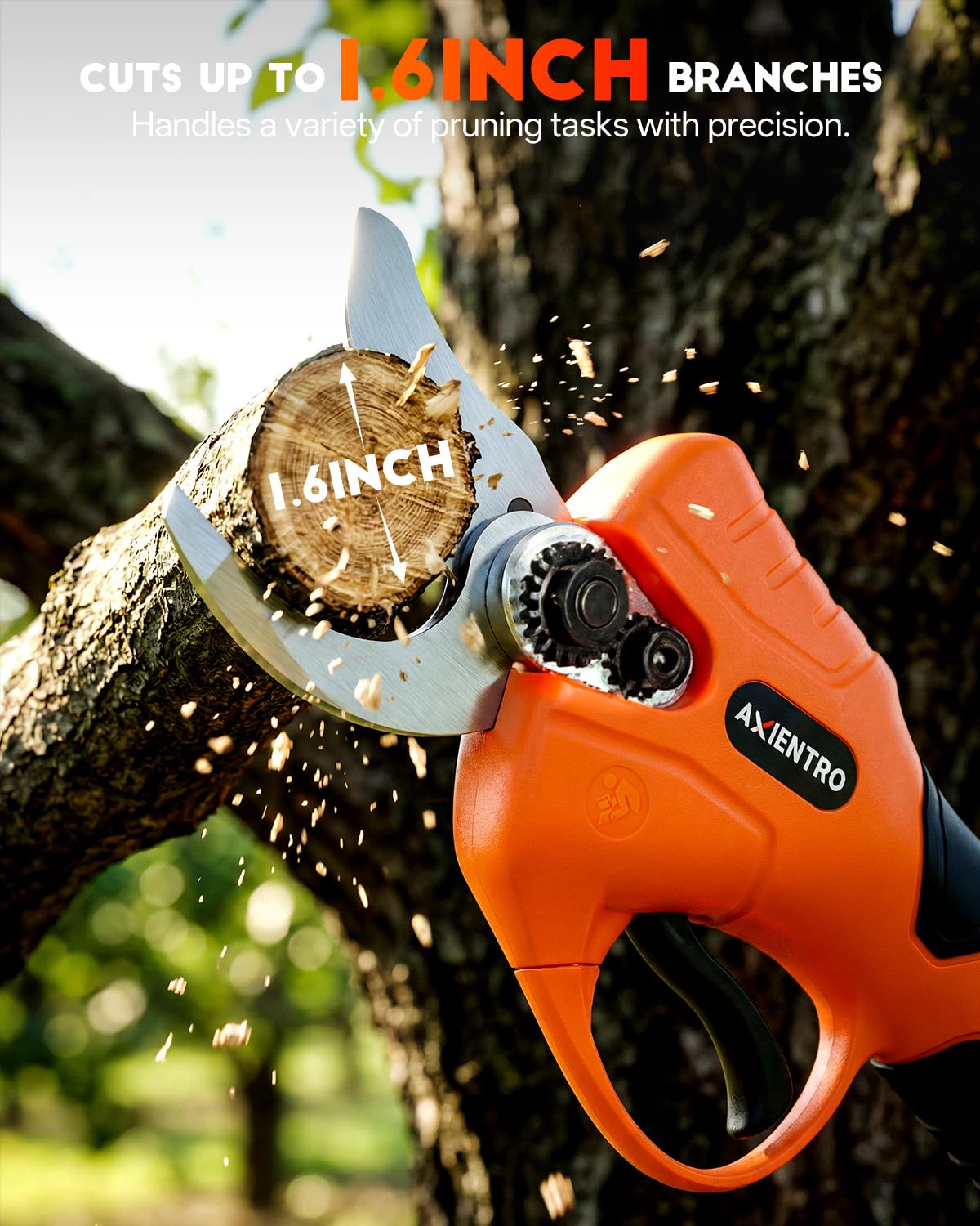 Axientro 4-in-1 Pole Saw & Pruning Shears, 8-in Brushless Motor Pole Saw for Tree Trimming, Electric Pruners with Extendsion Pole, 2x4000mAh Li Batteries & Charger, 16FT Max Reach