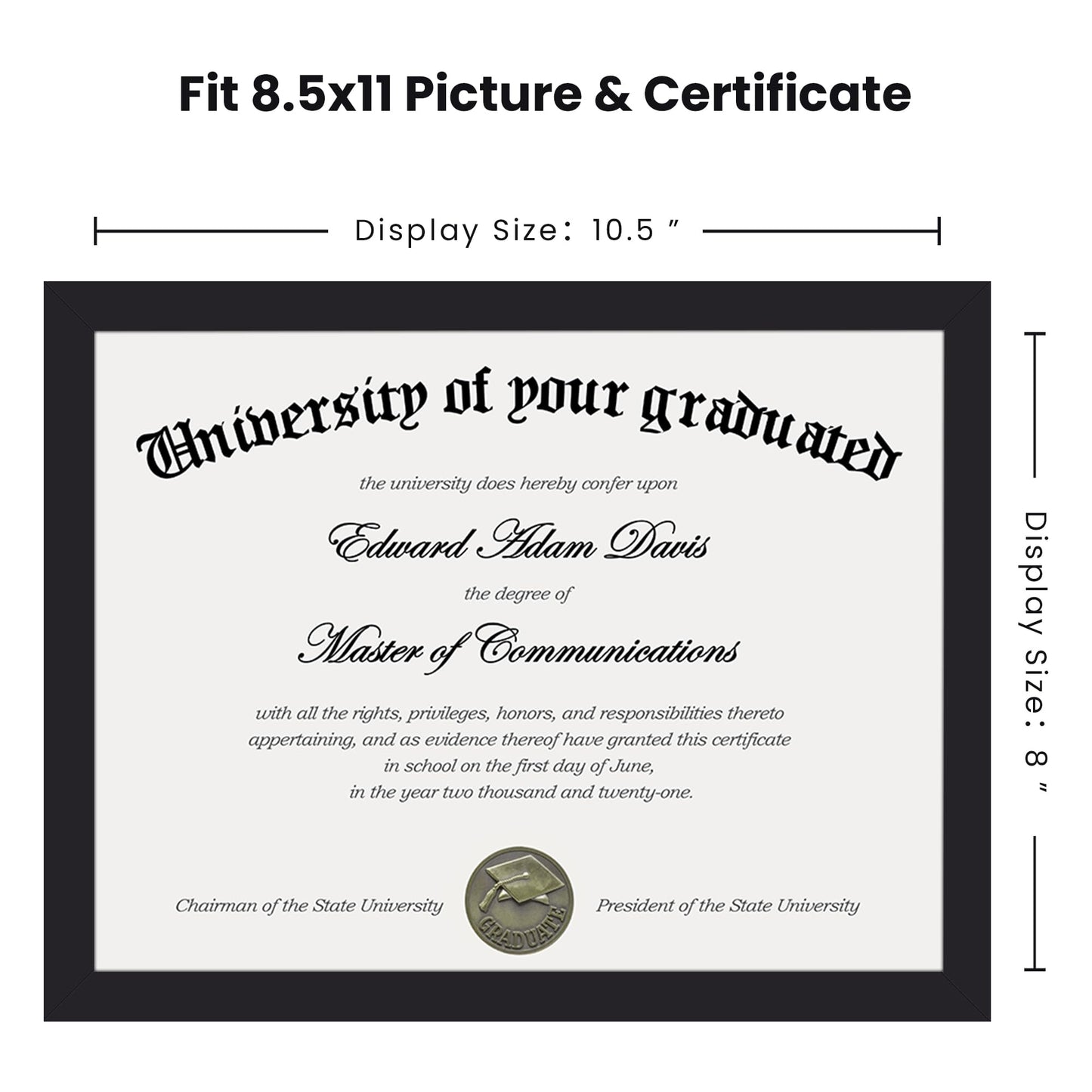 upsimples Certificate Frame with Clear Plexiglass, 8.5 by 11 Picture Diploma Document Degree Frames for Wall and Tabletop, Black, 1 Pack