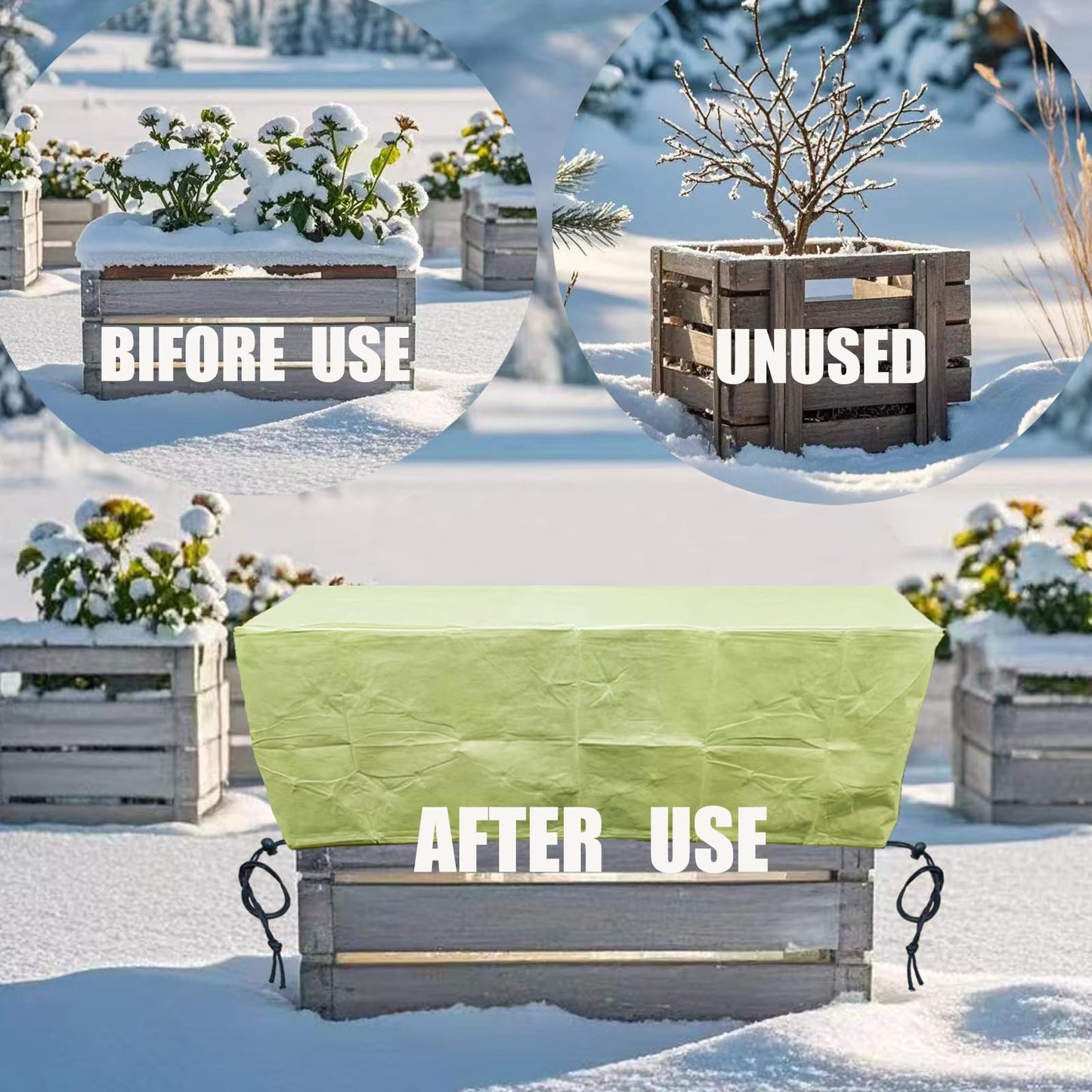 EJW Planter Cover, Plant Covers Freeze Protection,2 Pack 39.3"*17.7"x15.7" Planter Covers for Winter, Frost Cloths for Outdoor Plants, Raised Bed Covers for Winter.