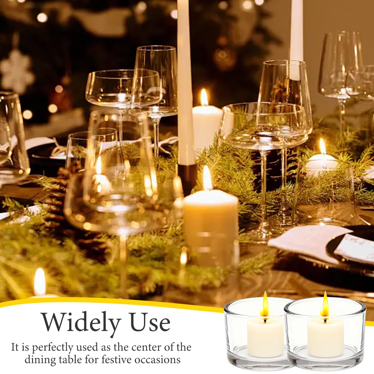 4 Pcs Clear Glass Candle Holders Cylinder Tea Light Candle Holders for Weddings Birthdays Parties Home Decor