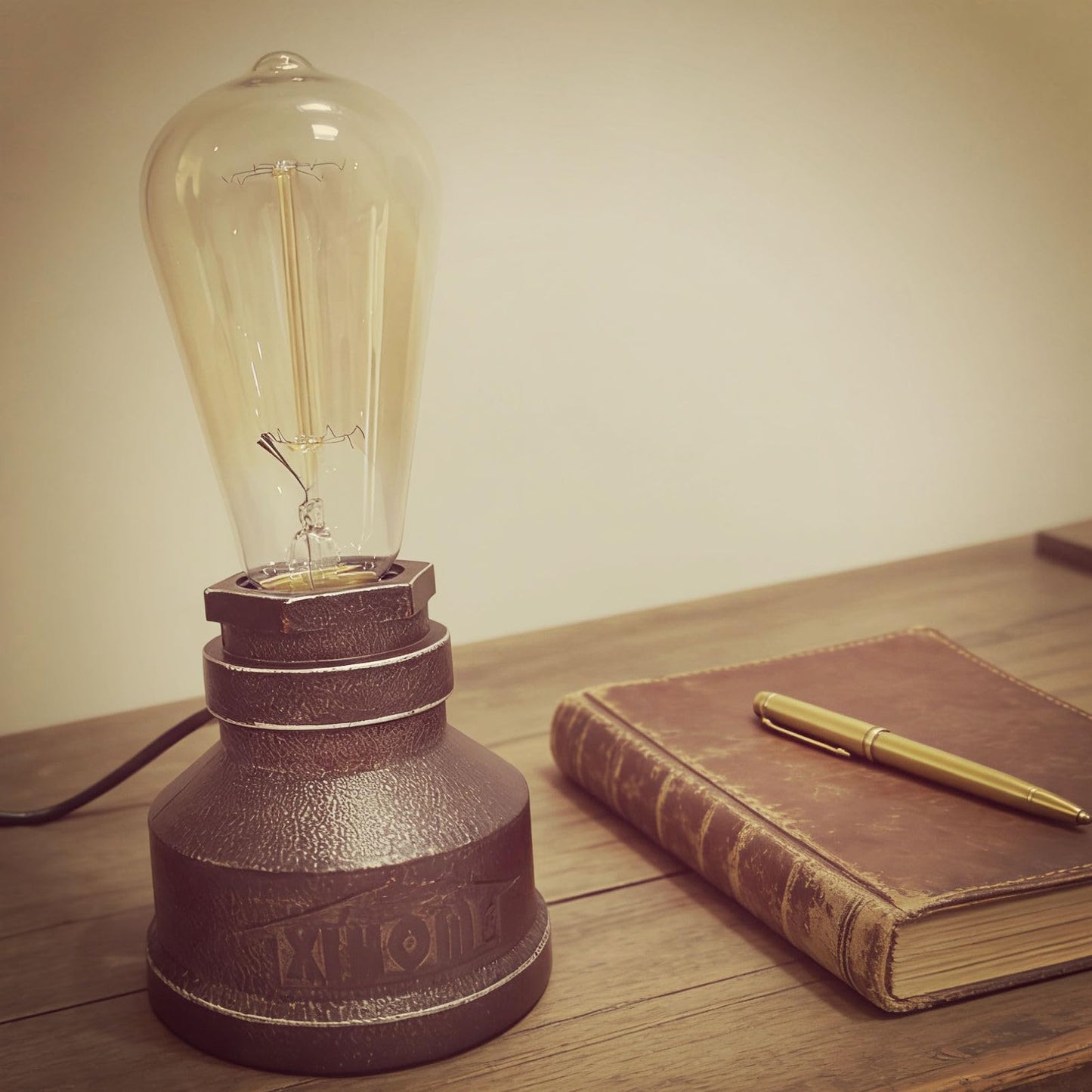 XIHOME Vintage American Village Style Desk Light Creative Table Lamp Iron Steel Water Pipe Table Night Lights,Rustic Loft Industrial Steampunk Retro Base E26 Holder Fitting Lighting Fixture LED Edison