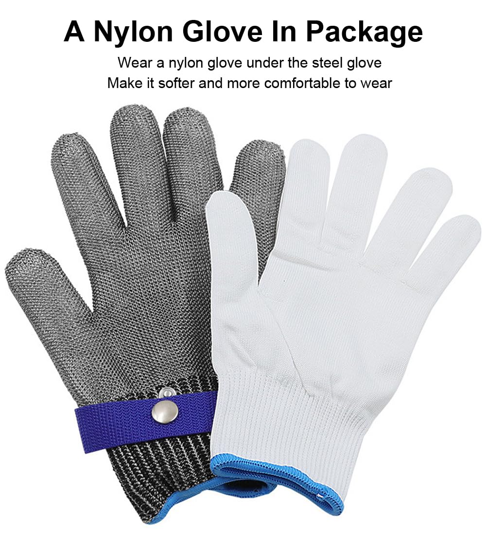 SUJAYU Cut Resistant Gloves, Level 9 Stainless Steel Cut Proof Gloves Cut Resistant Work Gloves, Kitchen Glove for Cutting (L)