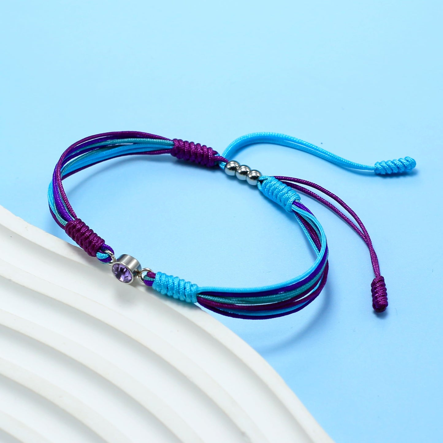 Crgwxzl June Birthstone Bracelets for Women Men,Healing Crystal Protection Stone Blue Purple Imperial Jasper Beads Bracelet,String Wrap Zodiac Month Bracelets Birthday Jewelry Gifts