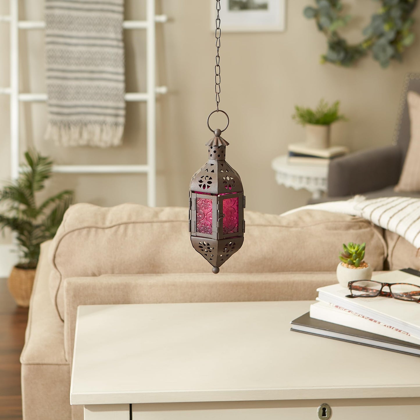 Zings & Thingz 57070470 Cutout Moroccan Hanging Lantern, Black