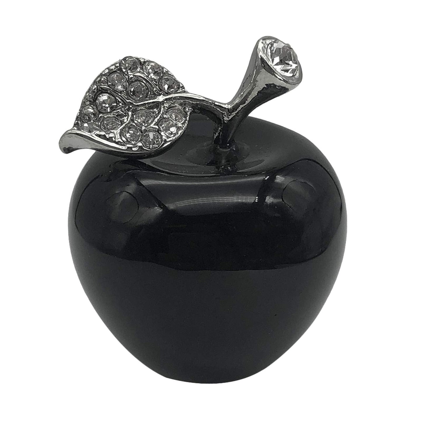 Fekuar Neyisaa Black Obsidian Crystal Apple Decor, Healing Crystals Pocket Stone Fruit Figurine Craft Home Decoration 30mm