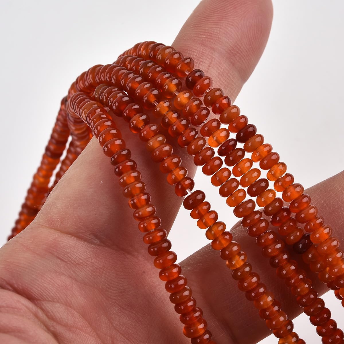 160pcs 4x2mm Natural Carnelian Disk Rondelle Spacer Natural Stone Red Agate Semi Precious Gemstone Loose Beads for Jewelry Making 15 Inch