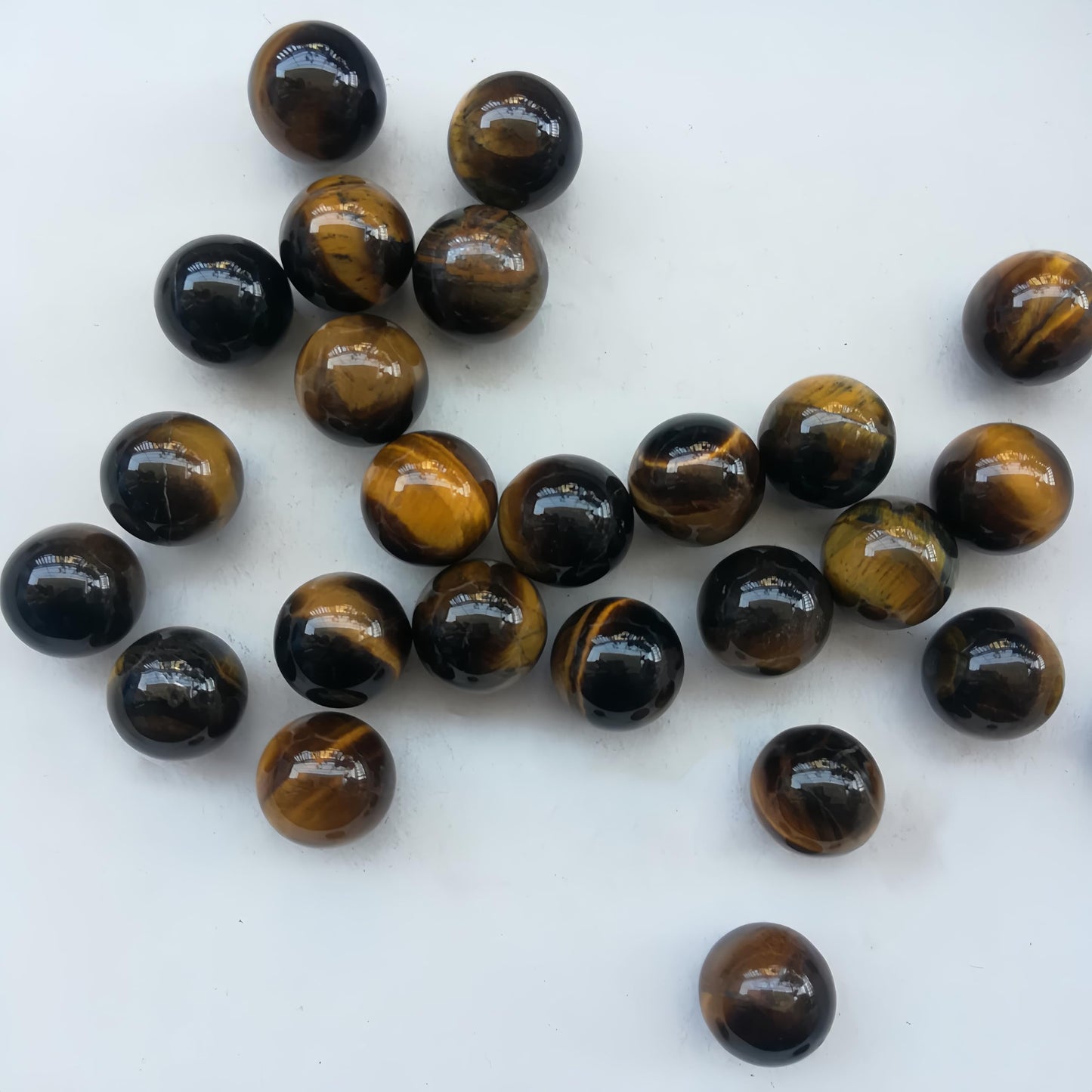 Sunshcat Natural Tiger's Eye 0.78 Inchs Crystals and Healing Stone Ball Set,Home Desktop Feng Shui Array Decoration(7 Pieces) ﻿