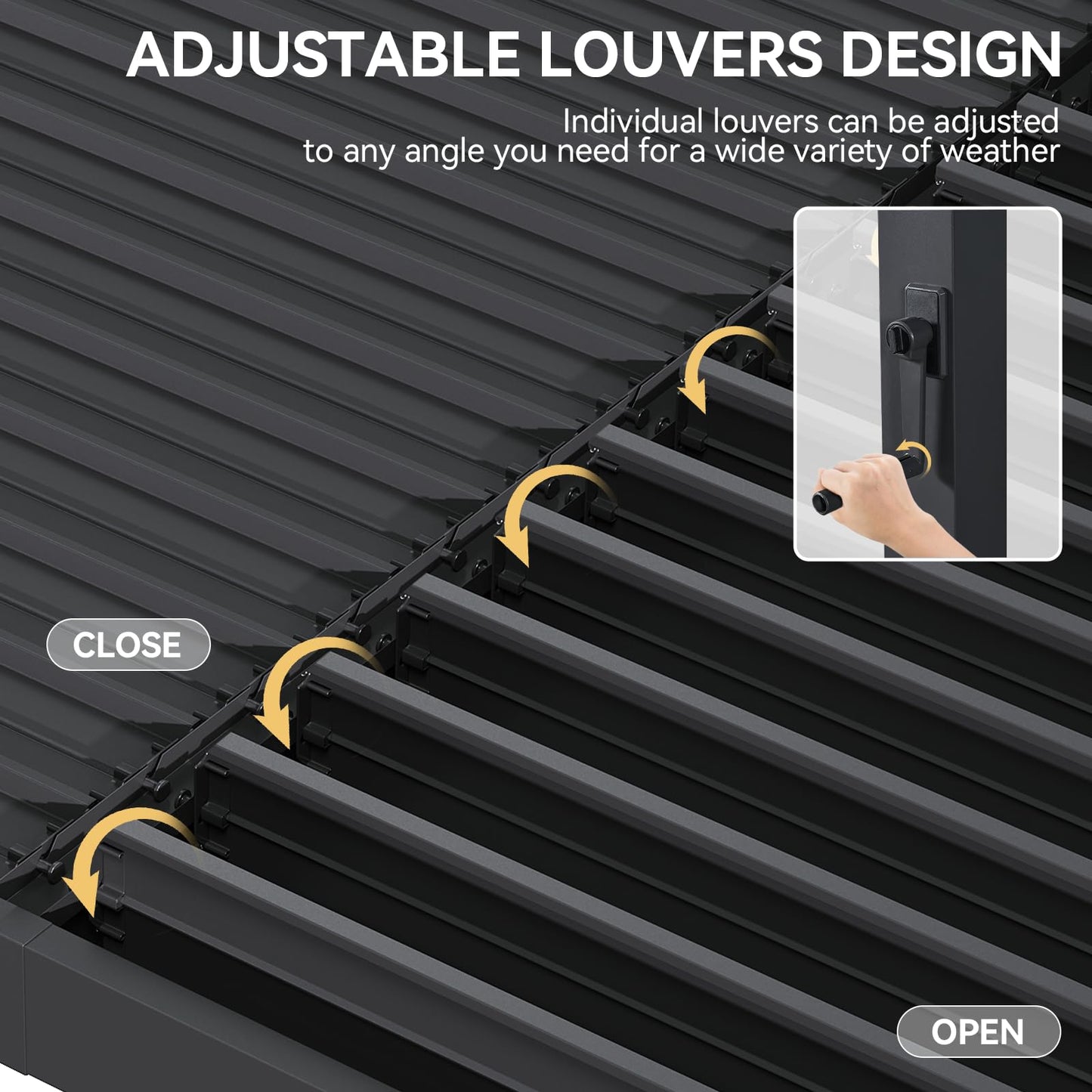 Aoxun Louvered Pergola 10' x 12' 96S Outdoor Metal Pergola with Adjustable Top for Decks, Gardens and Backyards, Easy Assembly via Structural Patent, Gray