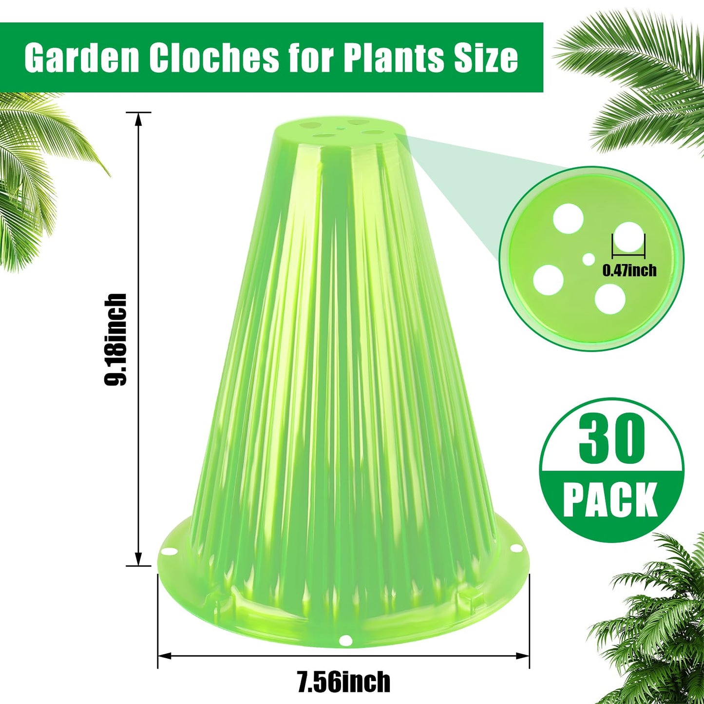 jixsloft 30 Pack Garden Cloches for Plants, Reusable Bell Plant Cover, Plant Covers Protectors from Animals Snails Birds Chickens Insect, 9.18" H X 7.56" D