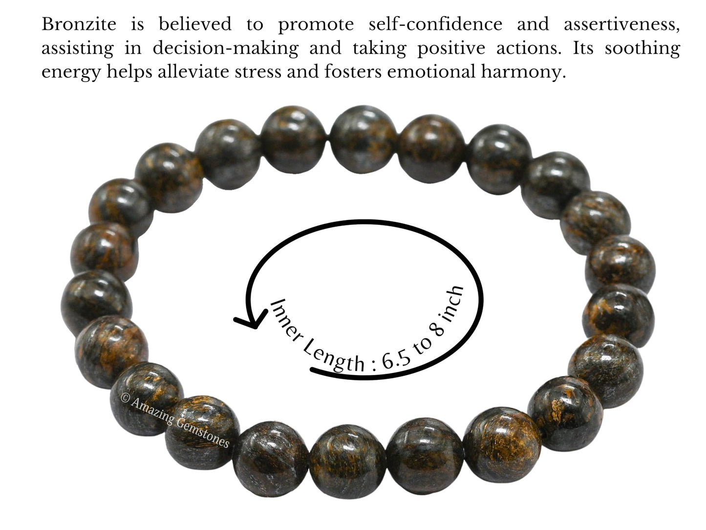 Amazing Gemstone Crystal Bracelet for Women Men's Gifts - Protection Healing Crystal Bracelet - 8mm Gemstone Beaded Stretchable Bracelet Pulseras Para Hombres Mujer Stocking Stuffers Mothers Day Gift (Bronzite)