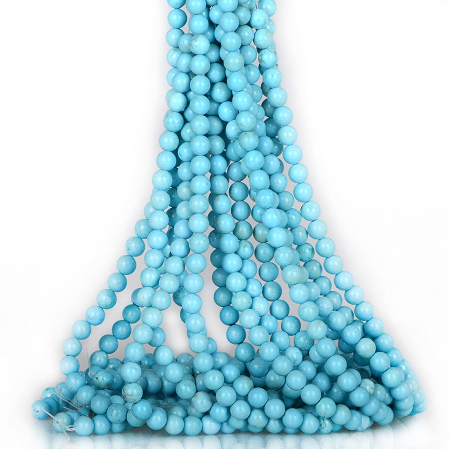 ICAI Beads（Blue Turquoise） Natural Stone Gemstone Round Loose Beads Crystal Energy Stone Healing Power for Jewelry Making DIY,1 Strand 35-37pcs（10mm）