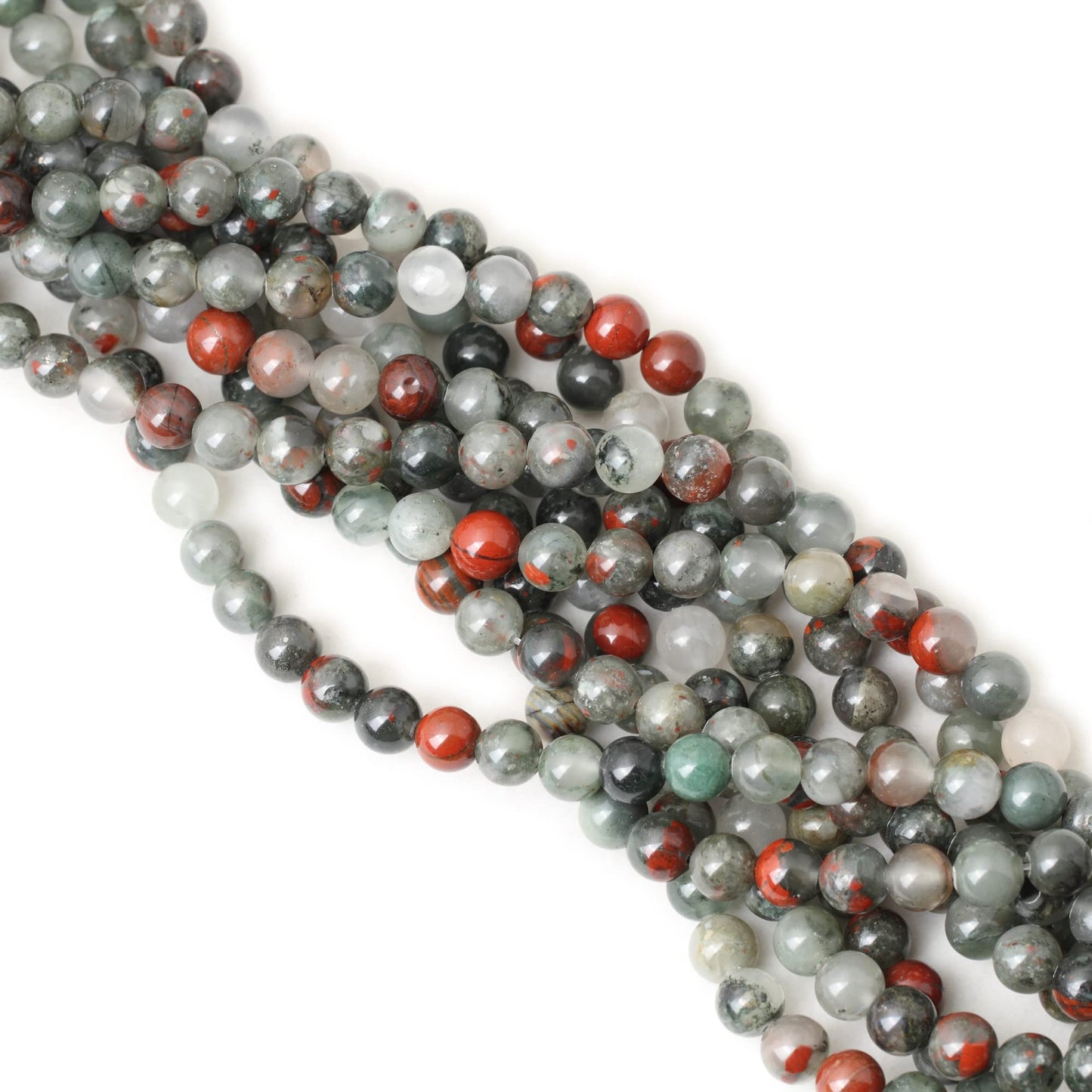 CHEAVIAN 45PCS 8mm Natural African Bloodstone Gemstone Smooth Surface Round Loose Beads for Jewelry Making 1 String 15 Inches