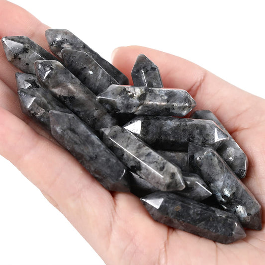 10 PCS Labradorite Healing Crystals Wands Polished Tumbled Stones Bulk Natural Hexagonal Pointed Reiki Energy Balancing Meditation Therapy Chakra Wand Set