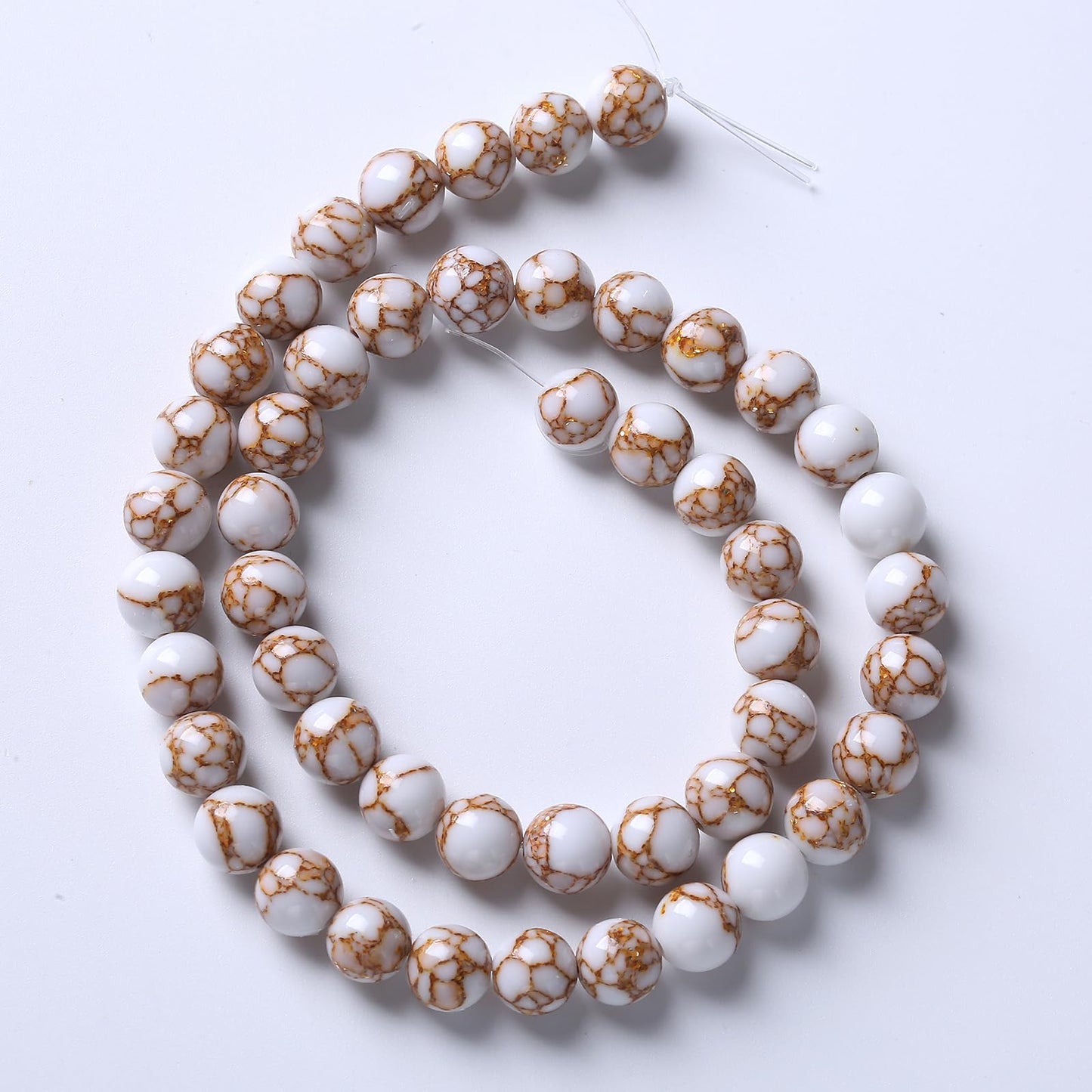36pcs 10mm White Howlite Spun Gold Stone Beads for Jewelry Making Natural Stone Energy Healing Beads DIY Bracelet Necklace 15" (10mm, White Howlite Spun Gold Stone)