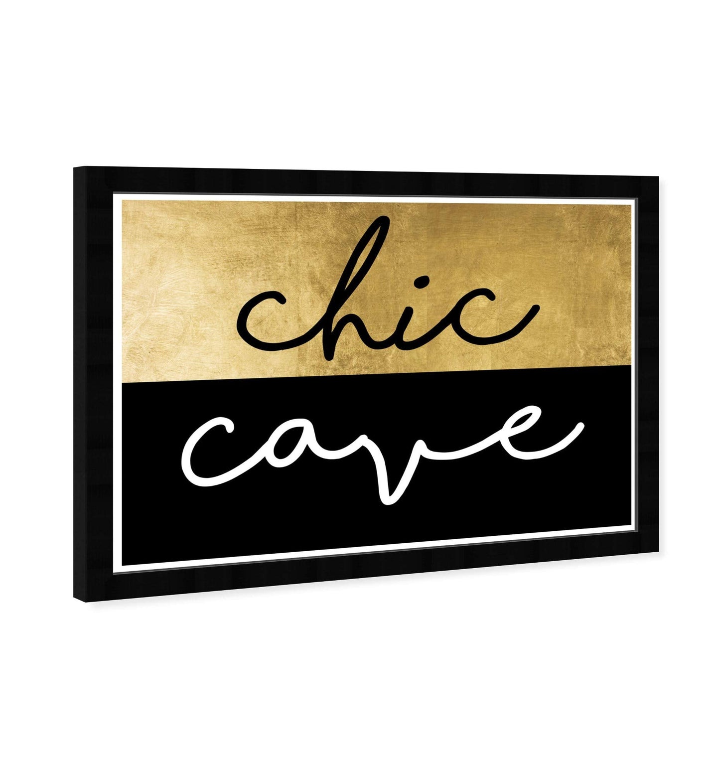 Wynwood Studio Typography Wall Art Framed Prints 'Chic Cave' Fashion Quotes and Sayings Home Décor, Gold, Black