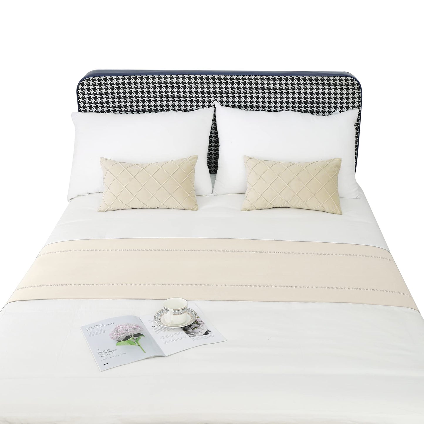 JADE POKE Bed Runner - 210 x 50 cm, Queen & Full Size, Beige Bed Throws Decorations for Bedroom, Hotel, Wedding Room