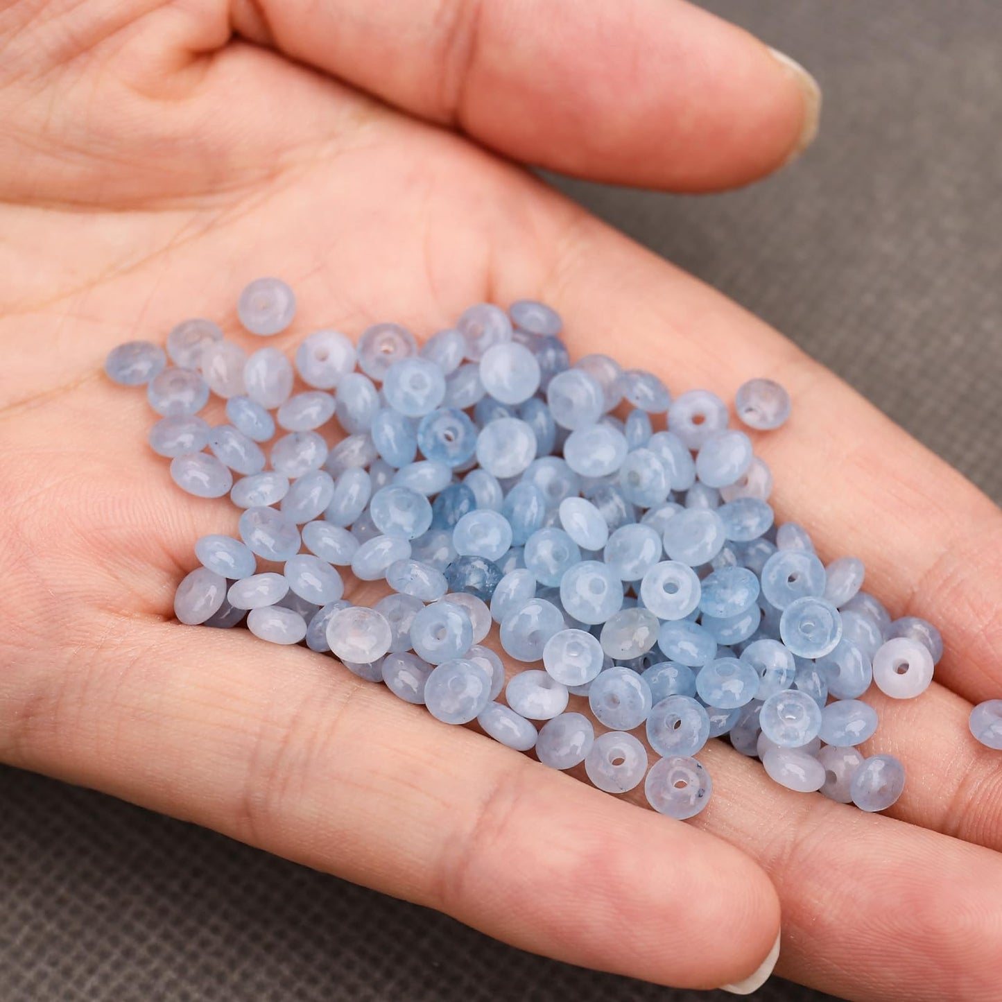 BONNY BOXX 1 Strand (150PCs) Natural 2 * 4mm Aquamarine Rondelle Beads, Natural Abacus Disk Stone Beads Loose Spacer Gemstone for DIY Bracelet Necklace Jewelry Making