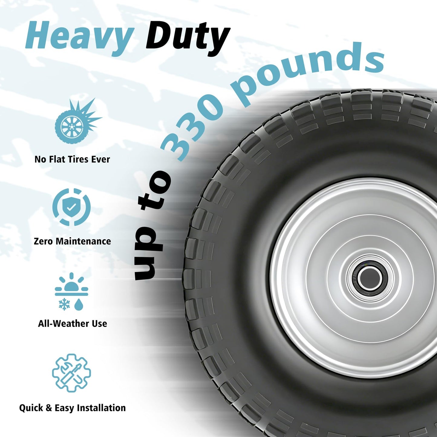 Sutmorly 4.00-6 Tire and Wheel Flat Free,13" Solid Tires with 5/8" Axle Bore Hole and Double Sealed Bearings, Perfect for Wheelbarrow, Garden Cart, Wagon, Dolly (1 Pack)