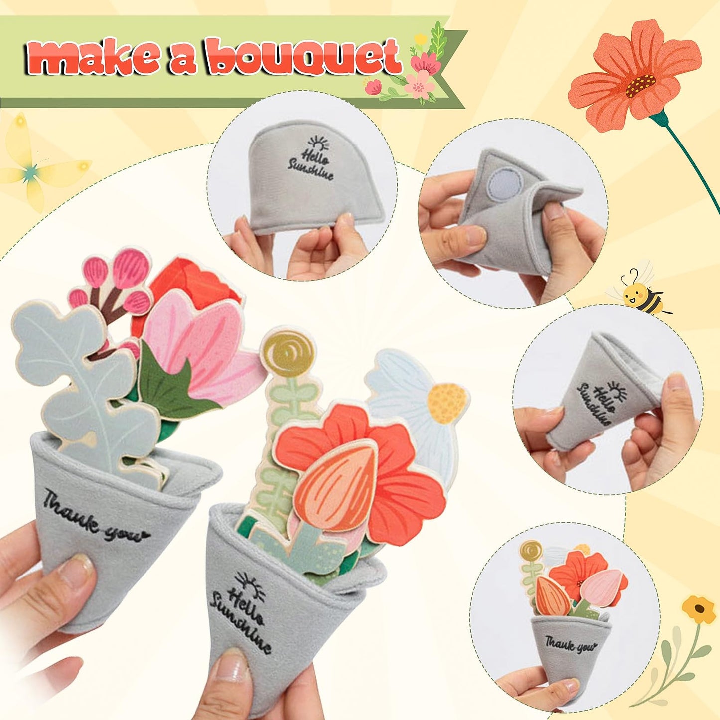 Wooden Pretend Play Toy Gardening Box-30 Pieces Wood Flower & Garden Tool Sets for Toddler 3 4 5 6 Year Old,Kids Educational Learning Toy,Girls Birthday Gift