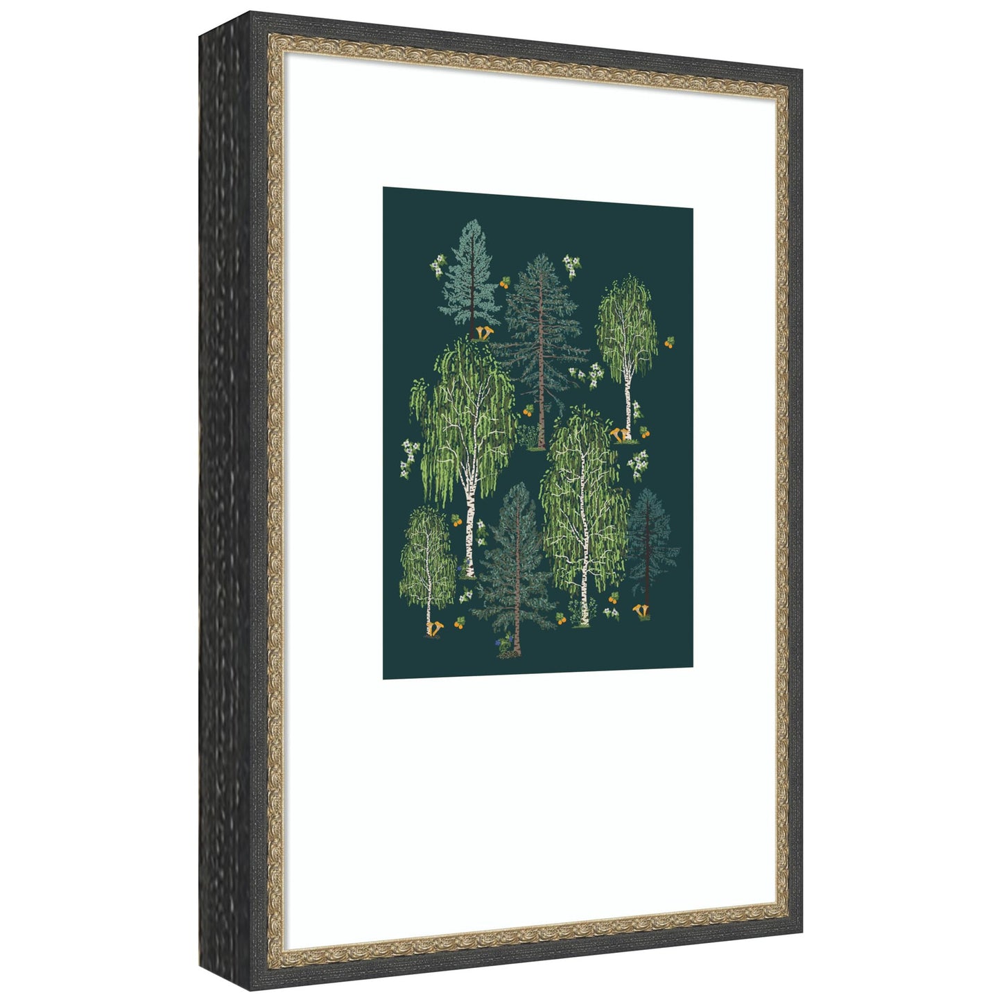 Amanti Art Framed Wall Art Print 25x17 Scandinavian Boreal Forest by Alexandra Weise, Nature Wall Art, Whimsical Decor, Medium Poster Painting Artwork for Living Room, Bedroom, Bathroom, Kitchen,