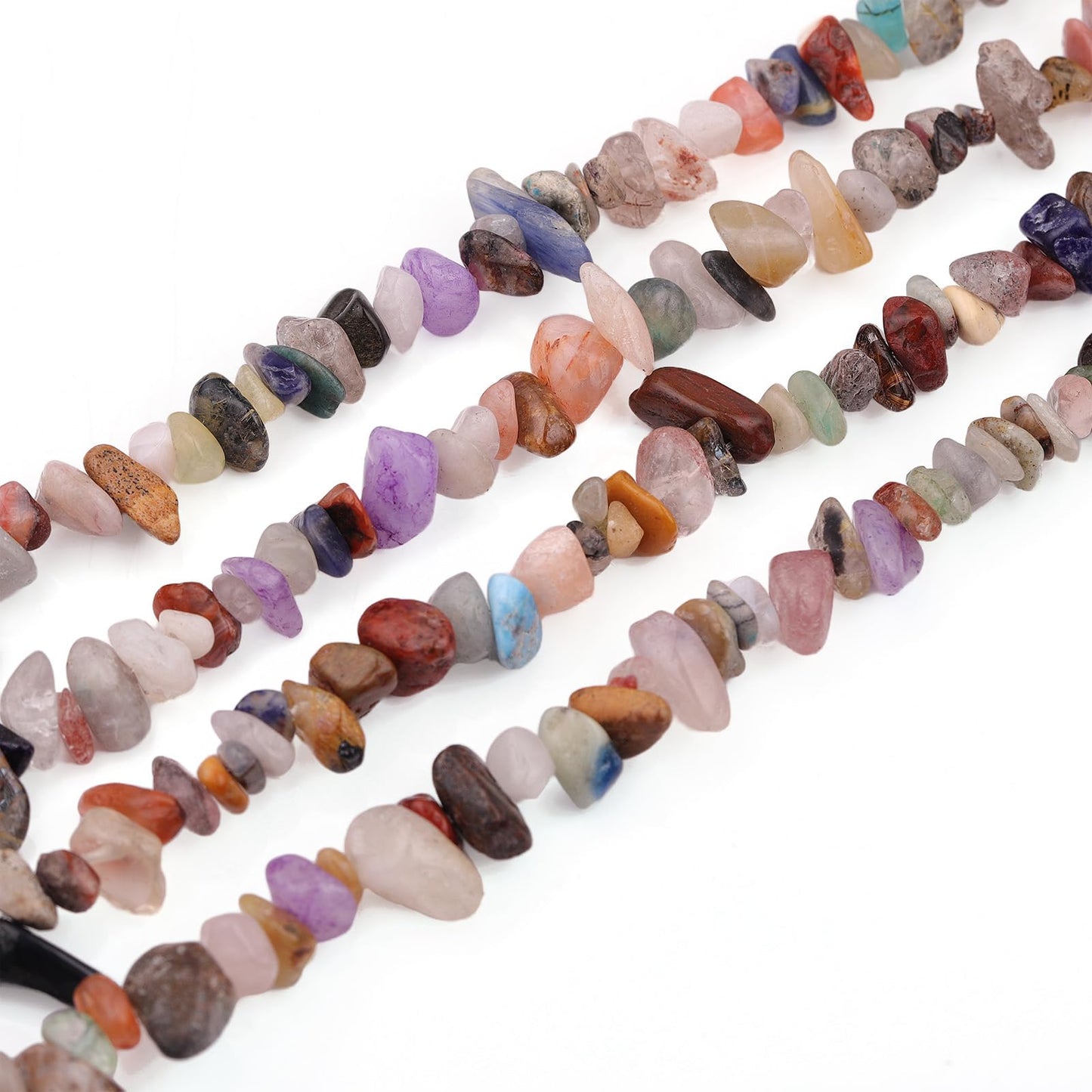400pcs Natural Chip Stone Beads for Jewelry Making Multicolor 5-8mm Irregular Gemstones Healing Crystal Loose Rocks Bead Hole Drilled for Ring Earrings Necklace Bracelet Making DIY Art Crafts