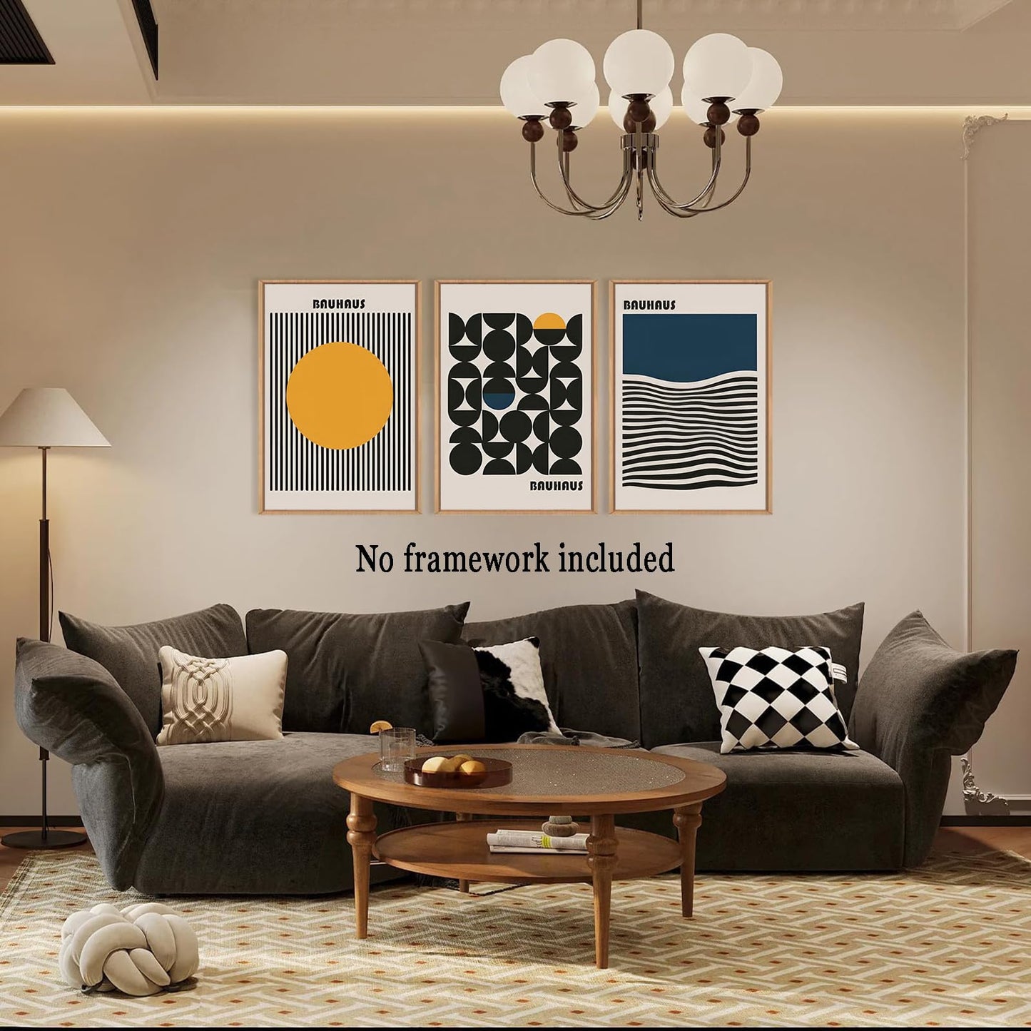 3Pcs Bauhaus Style Wall Art Bohemian Abstract Wall Decor Minimalist Canvas Mid Century Moderngeometry Poster Prints Painting Picture Suitable for Living Room Bedroom （12x16 unframed）