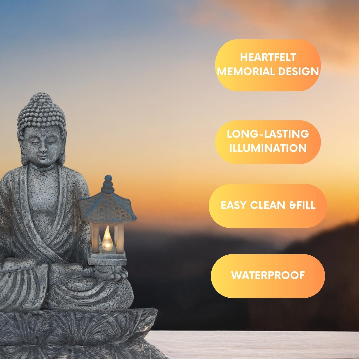 Dcmkimilv Buddha Outdoor Solar Figurine Decor Light, Meditation Small Elegant Garden Statues, Gifts for Mom, Halloween Décor Waterproof Patio Balcony Yard Lawn Ornament 8.66”
