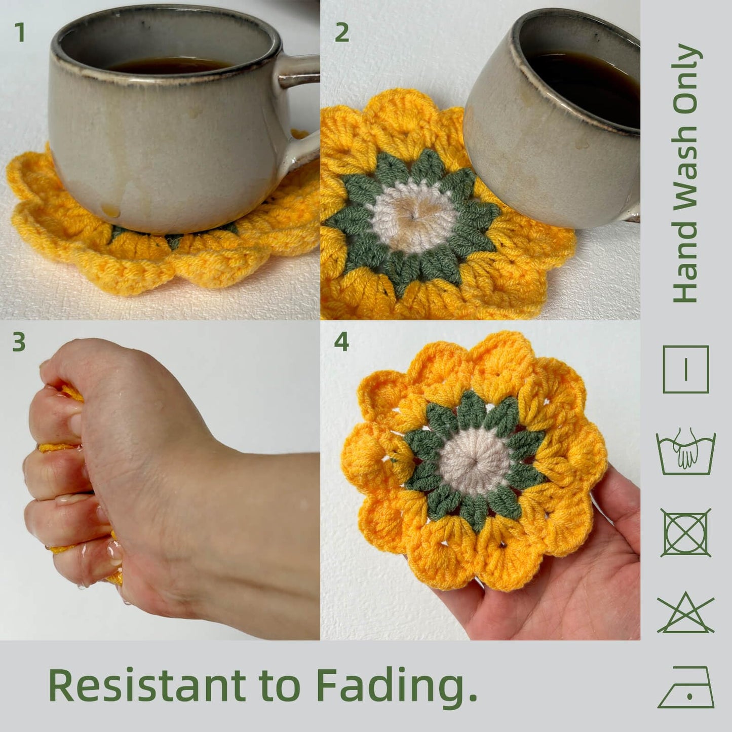 APIGANIZ 100% Handmade Crochet Coasters, Funny Gifts for Women, Cute Coasters Set of 6