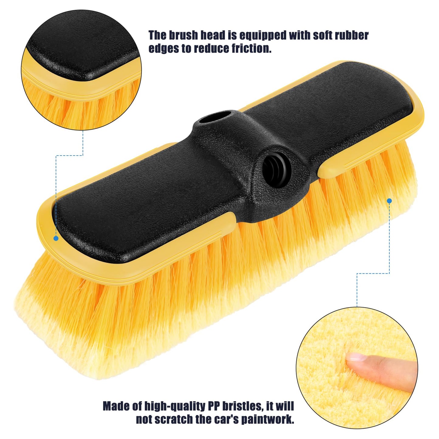 10 Inch Car Wash Brush Head, Scrub Brush Attachment for Long Handle Extension Pole,Outdoor Broom and Scrubbing Brush for Cleaning Window, Wall, House Floor, Deck, Patio, Car (10inch Brush-4Pack)