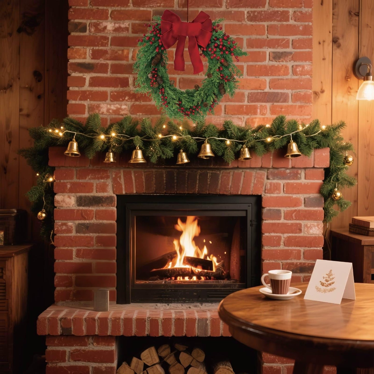 Christmas Wreath for Front Door, Red Bow & Real Pine Cones with Pine Branches & Berries, Artificial Holiday Wreath for Indoor & Outdoor Wall Decor (20 inches)